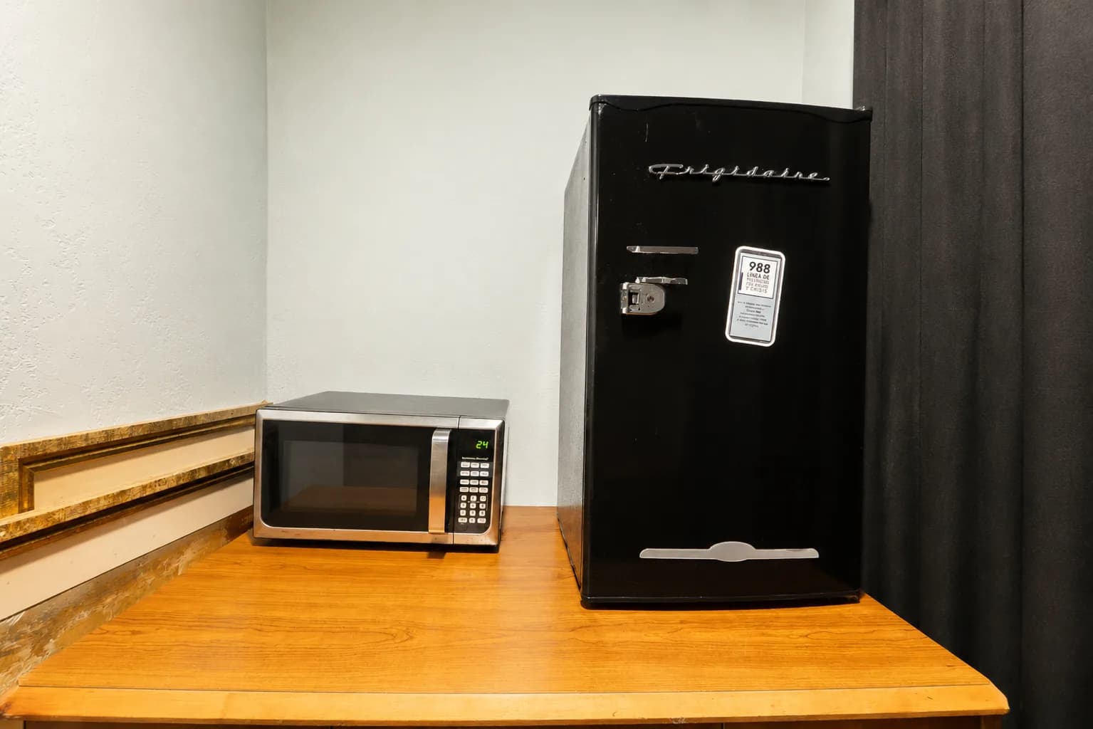 In-room mini fridge and microwave
